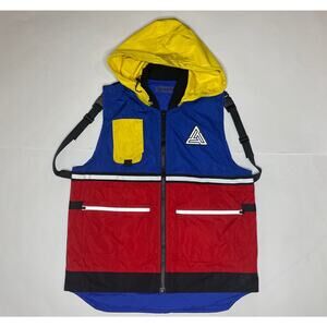Black Pyramid Color Block Hooded Streetwear Vest Size Large Rare!